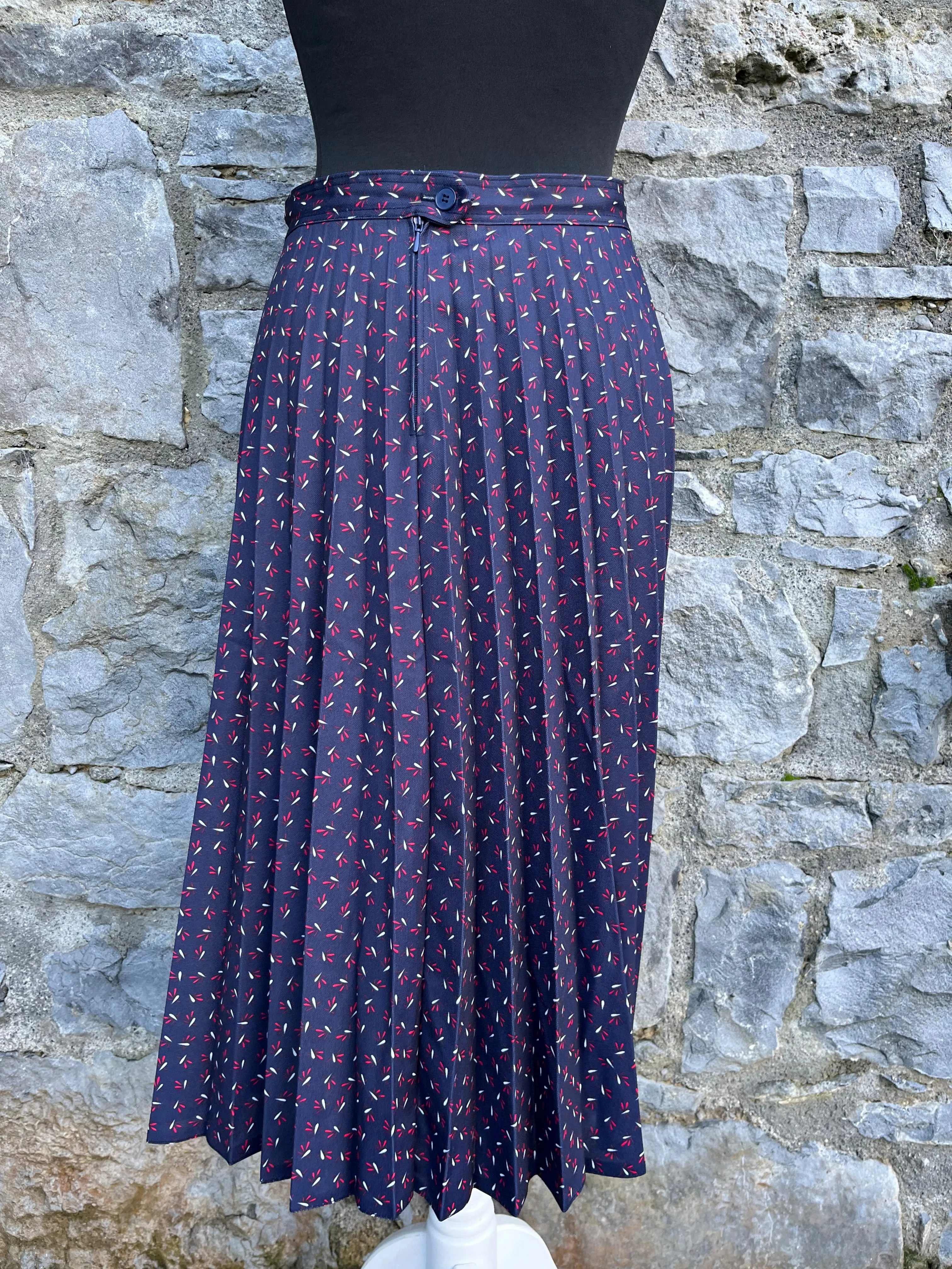 80s navy pleated skirt uk 8-10