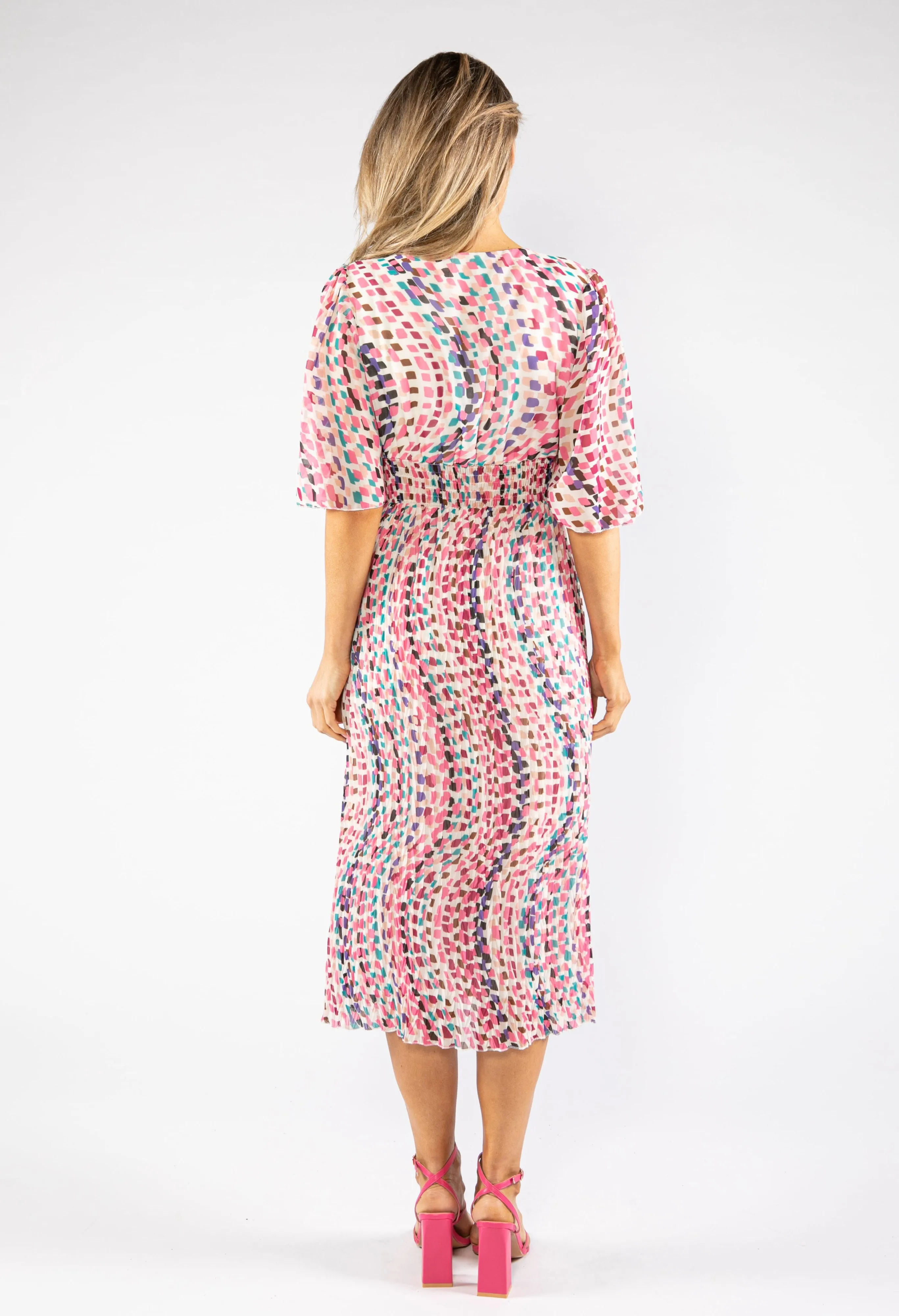 Abstract Square Pattern Midi Dress