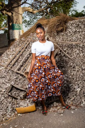 African Wrap Skirt, maxi In Mud Cloth