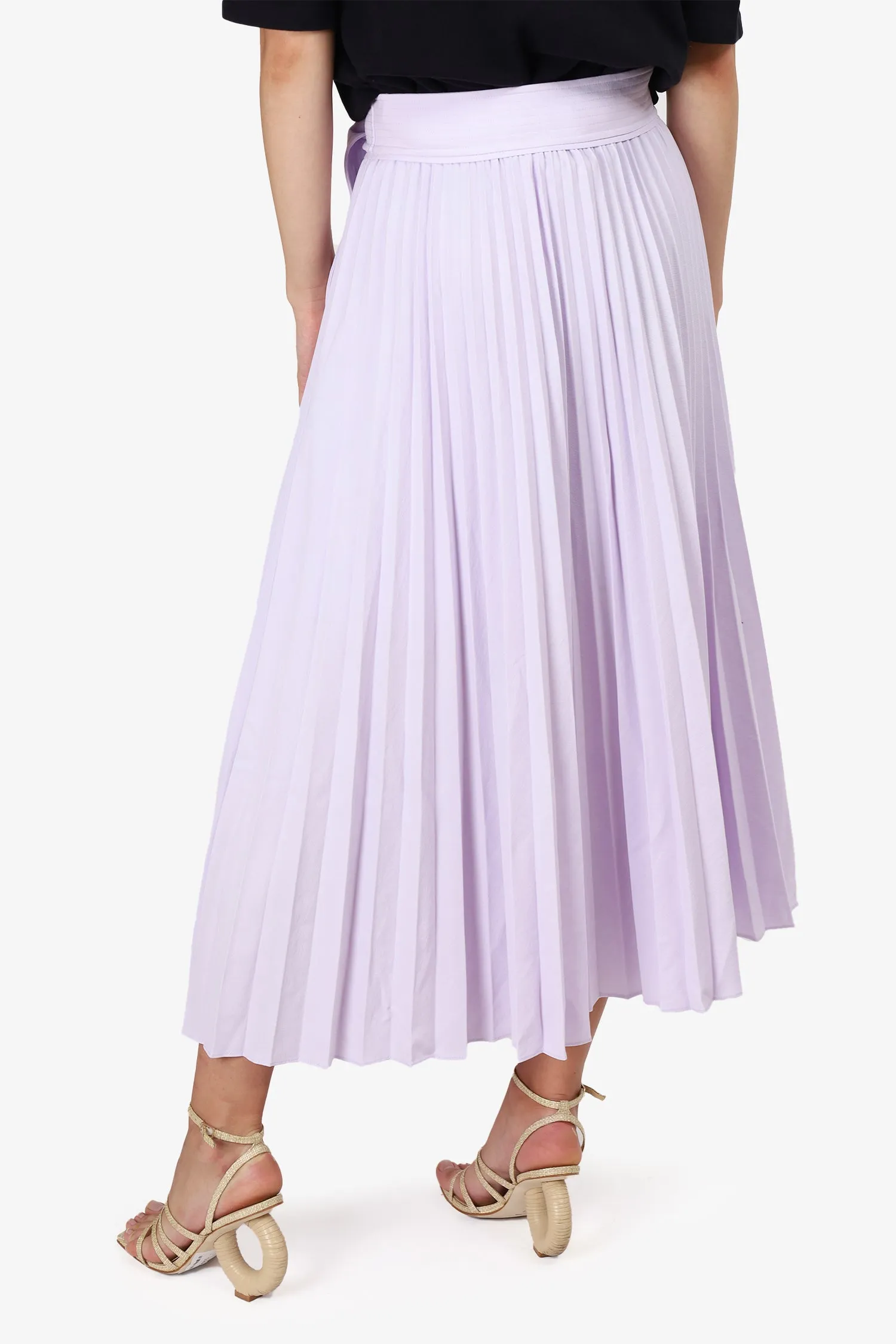 A.L.C. Light Purple Pleated Belted Midi Skirt Size 4