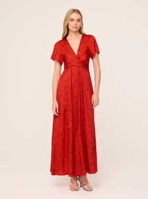 Alex Red Tulip Print Dress