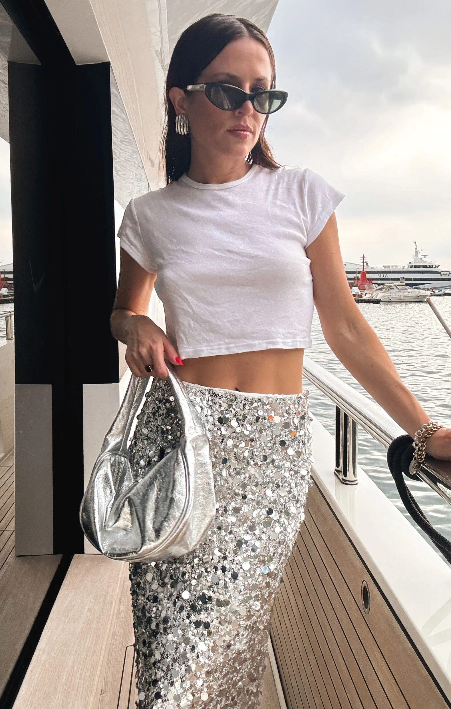 All That Skirt ~ Silver Metallic Sequins