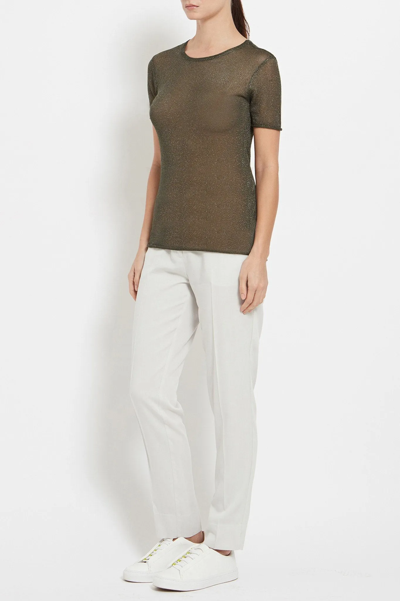 Ambre Top: Metallic Knit Top