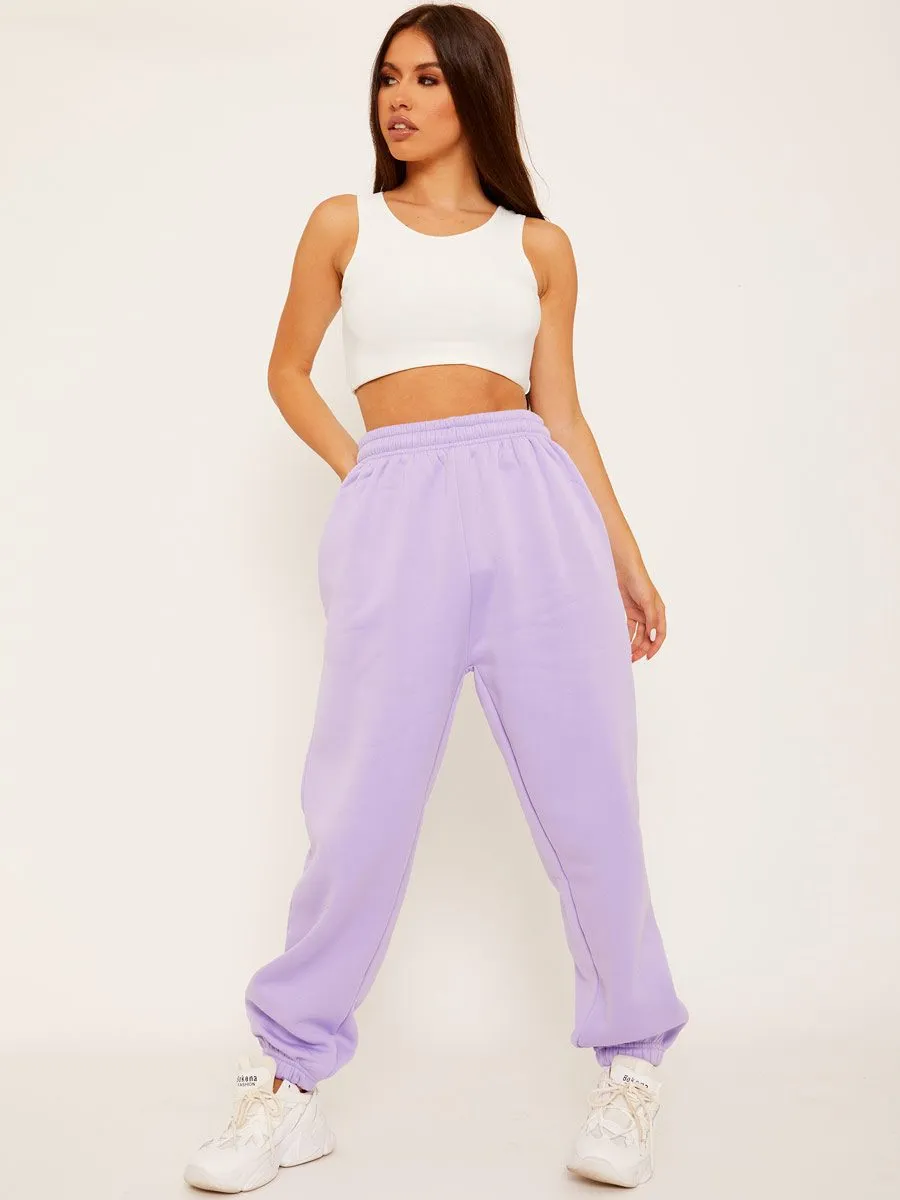 Barbara Oversized Fleeced Joggers In Lilac