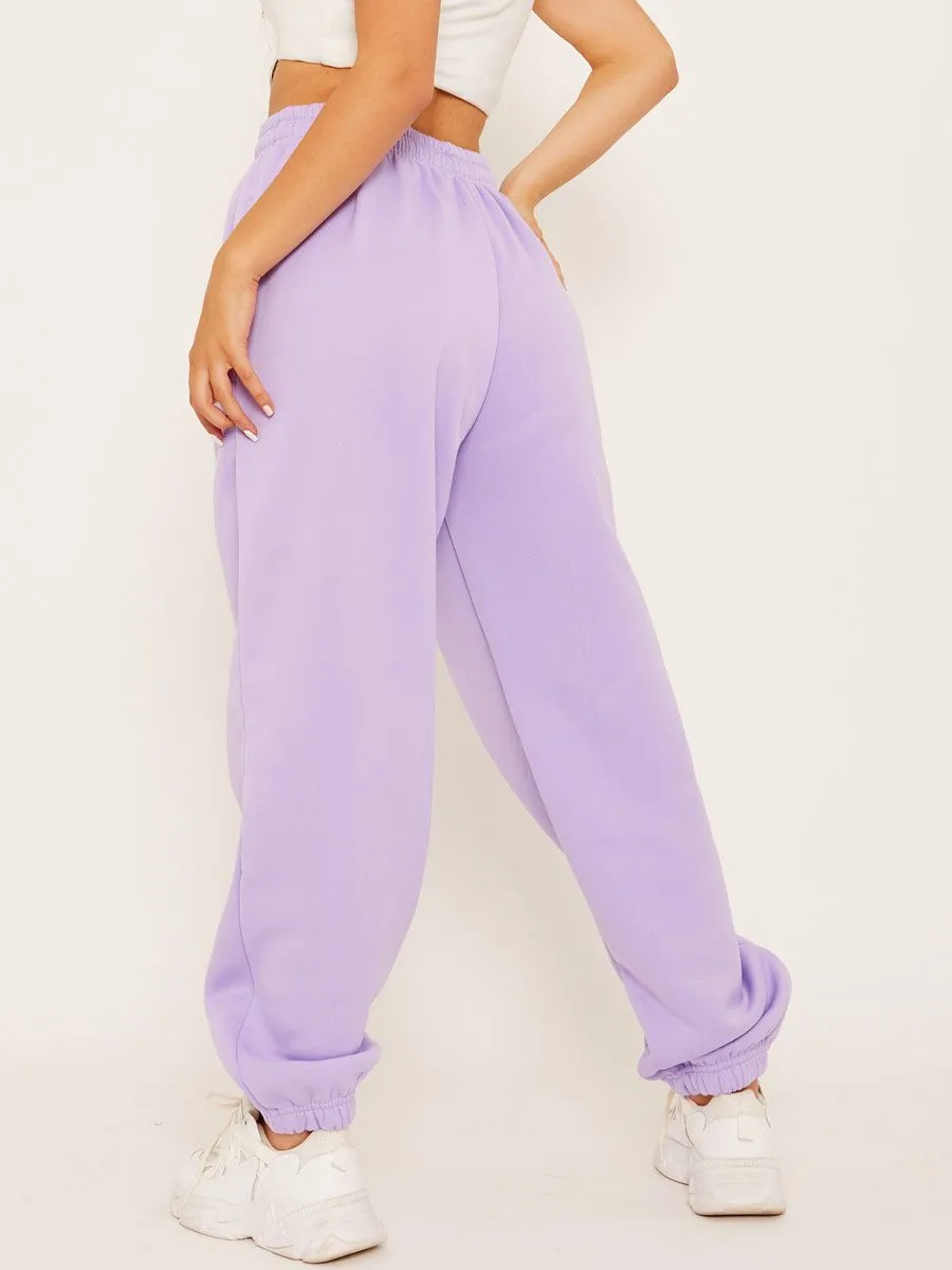 Barbara Oversized Fleeced Joggers In Lilac