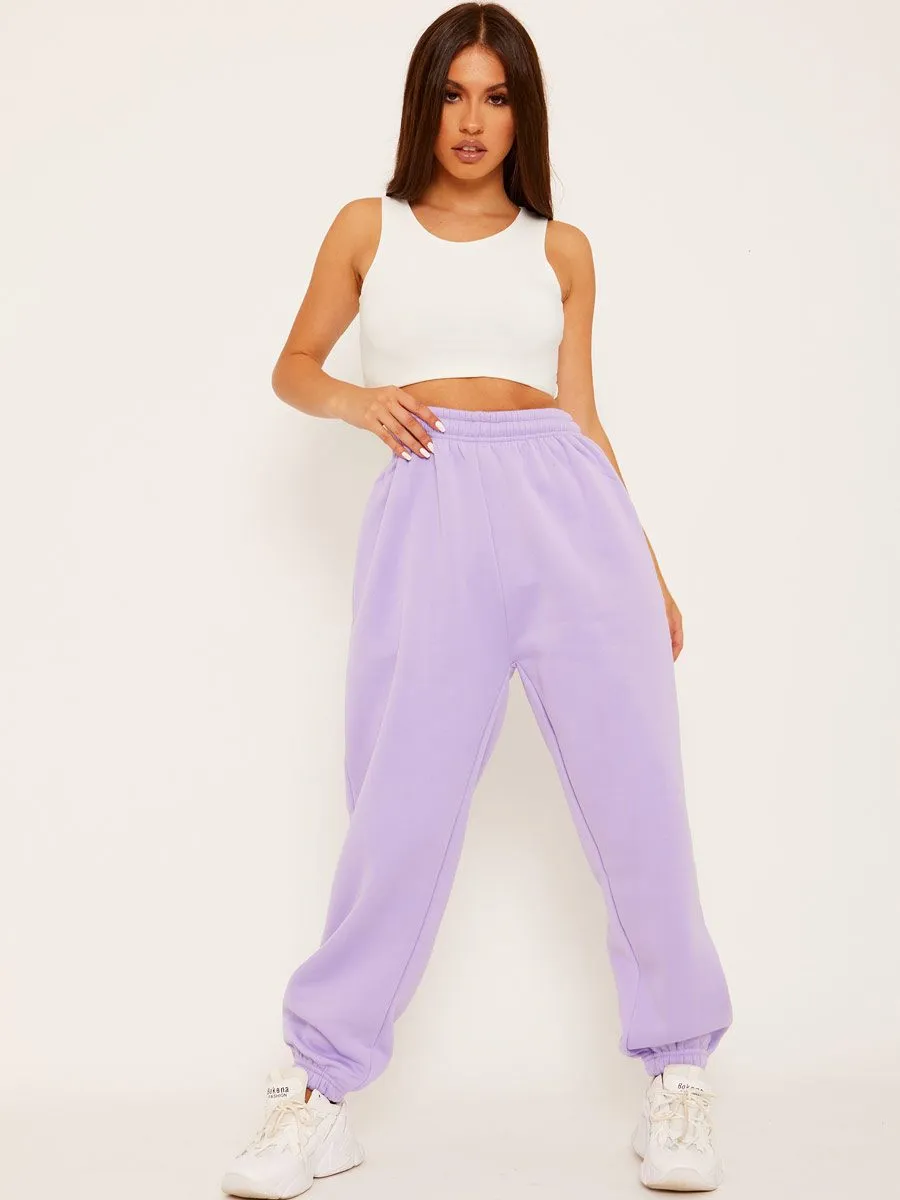 Barbara Oversized Fleeced Joggers In Lilac