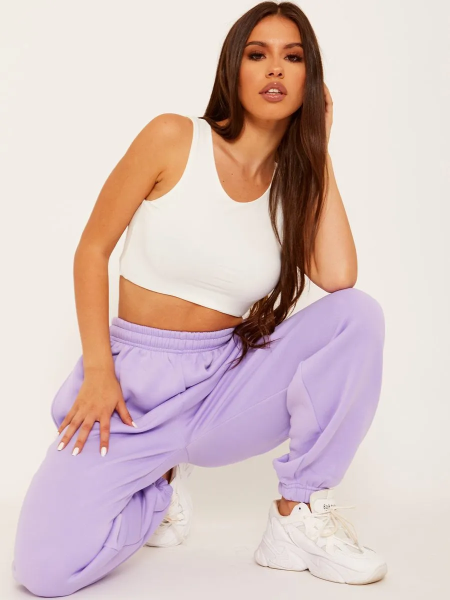 Barbara Oversized Fleeced Joggers In Lilac