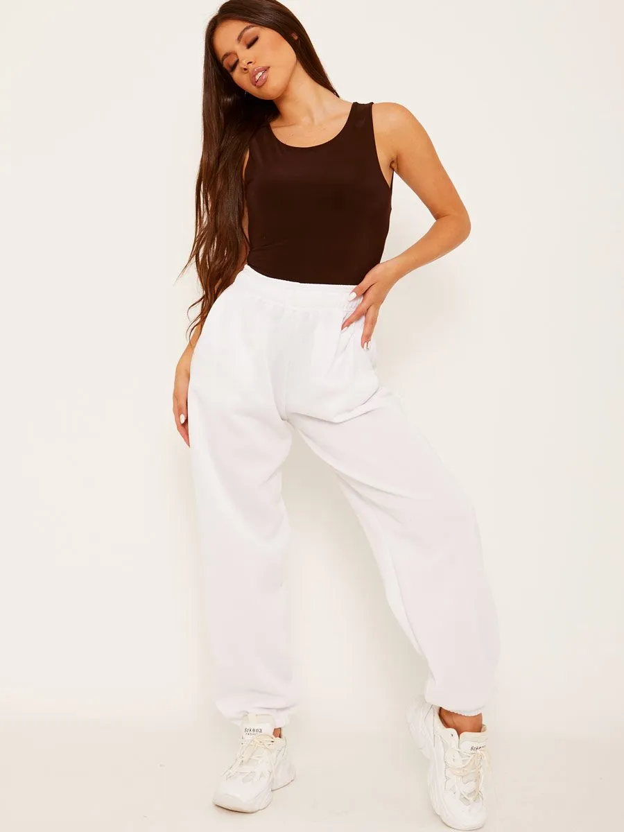 Barbara Oversized Fleeced Joggers In White