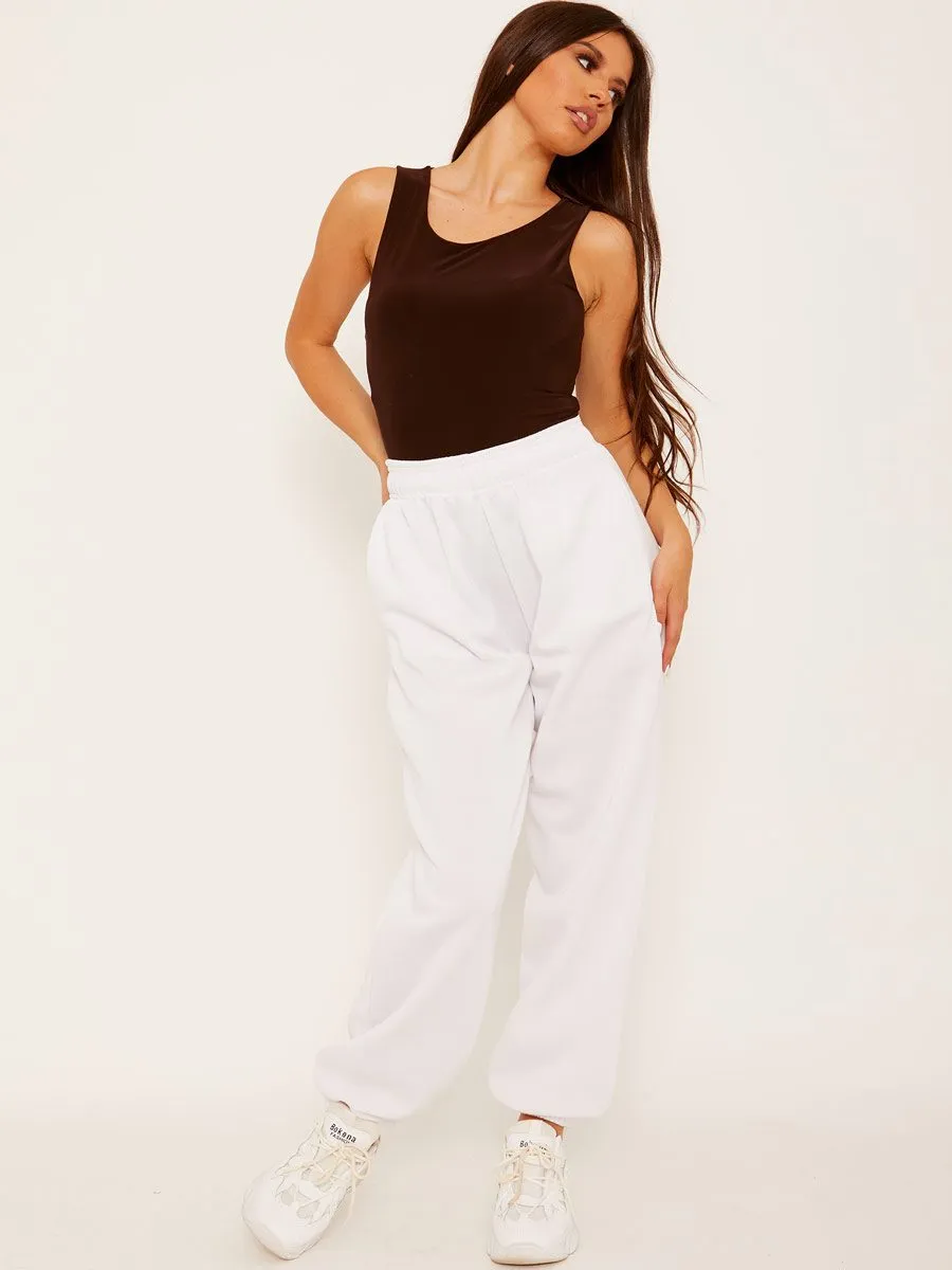 Barbara Oversized Fleeced Joggers In White