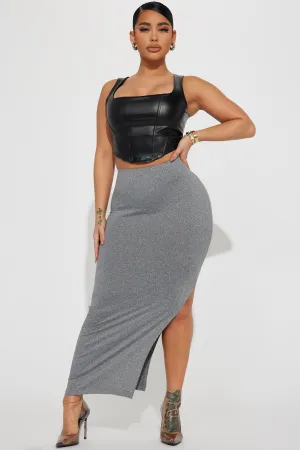 Before I Go Slit Maxi Skirt - Heather Grey