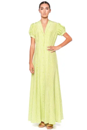 Bel Silk Gingham Maxi Shirt Dress