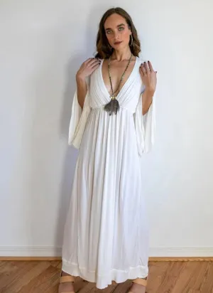 Bell Sleeve Goddess Dress | Boho Maxi Dress in White