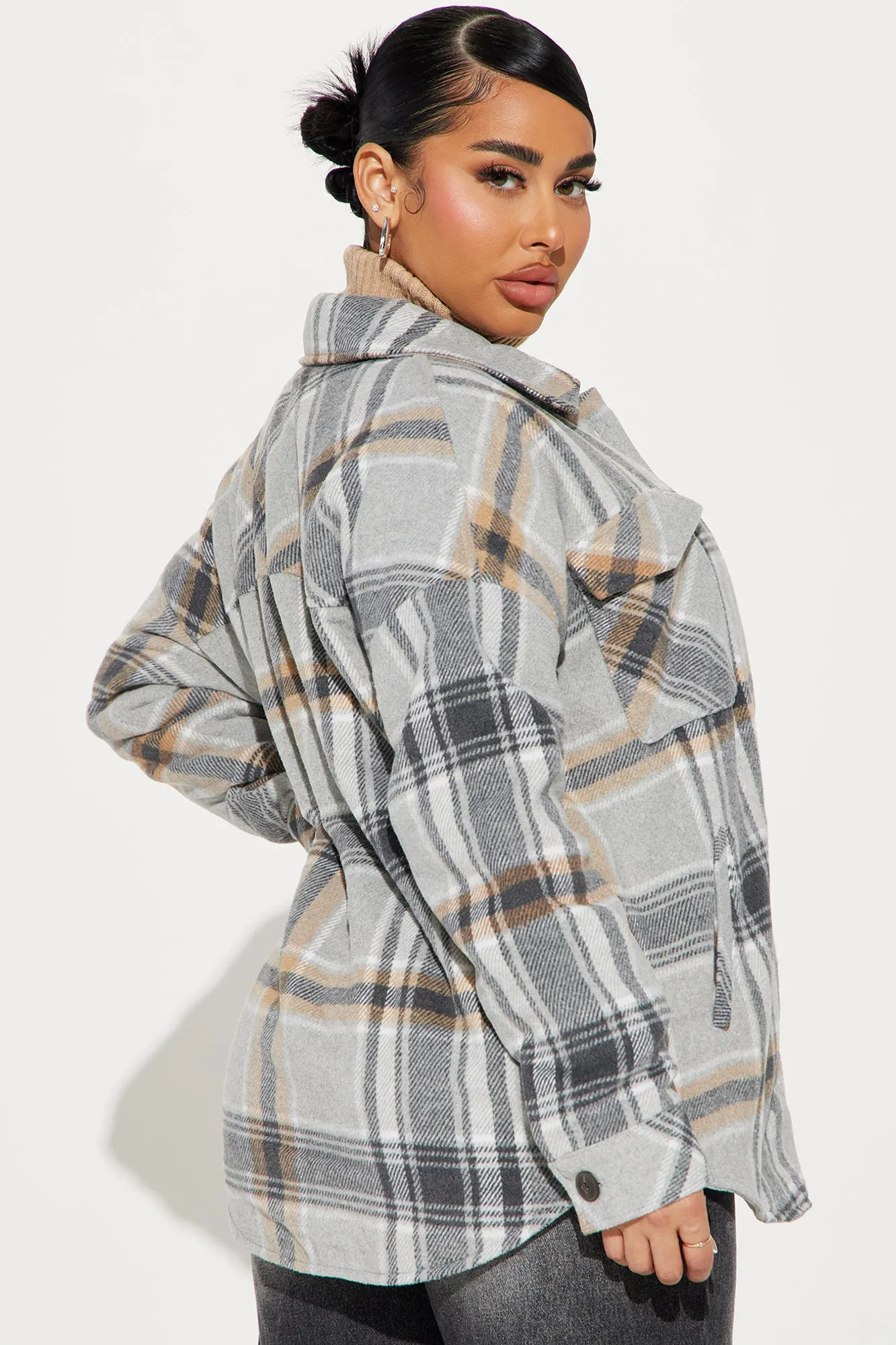 Better This Way Plaid Jacket - Grey/combo