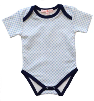 Blue Gingham Short Sleeve Onesie