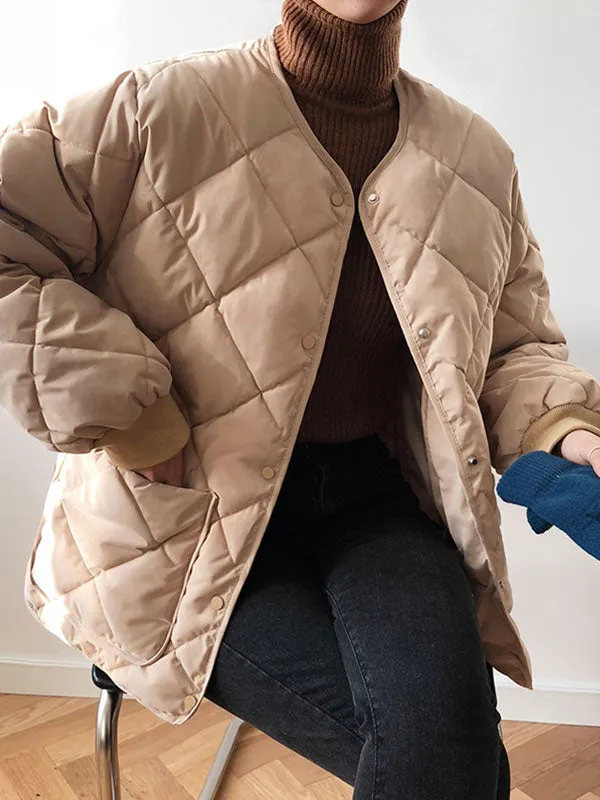 Buttoned Quilted Down Jacket