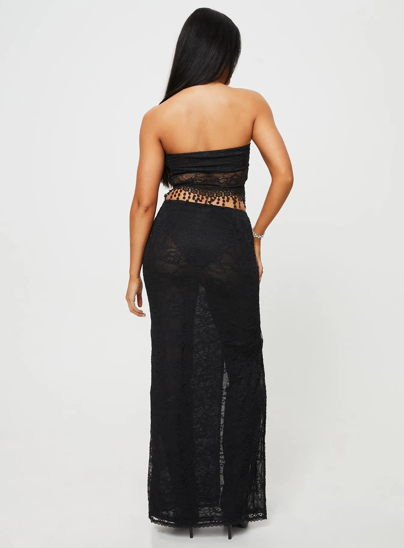 Calathea Lace Maxi Skirt Black