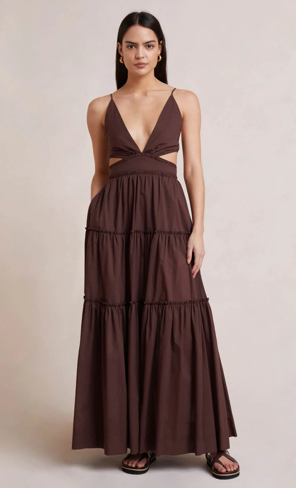 CARLA V MAXI DRESS - CHOCOLATE