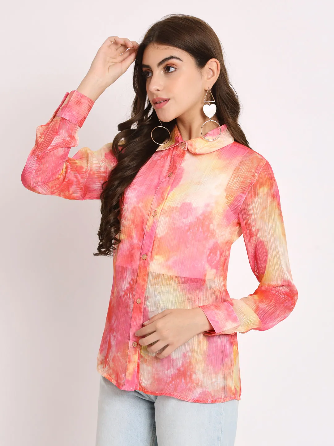 Classic Tie & Dye Dyed Spread Collar Casual Shirt