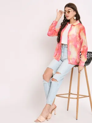 Classic Tie & Dye Dyed Spread Collar Casual Shirt