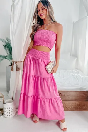 Confident Choices Smocked Tube Top & Skirt Set (Fuchsia)