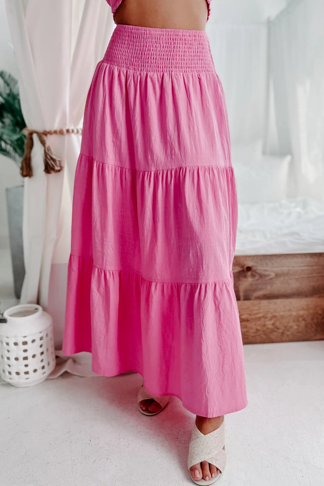 Confident Choices Smocked Tube Top & Skirt Set (Fuchsia)