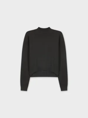 Crop Mock Neck Turtleneck-Black