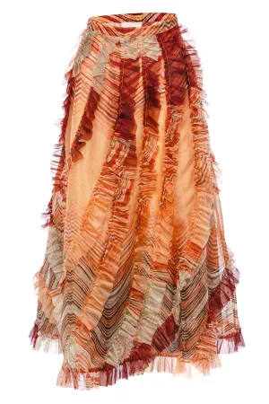 Dahlia Ruffled Silk Maxi Skirt