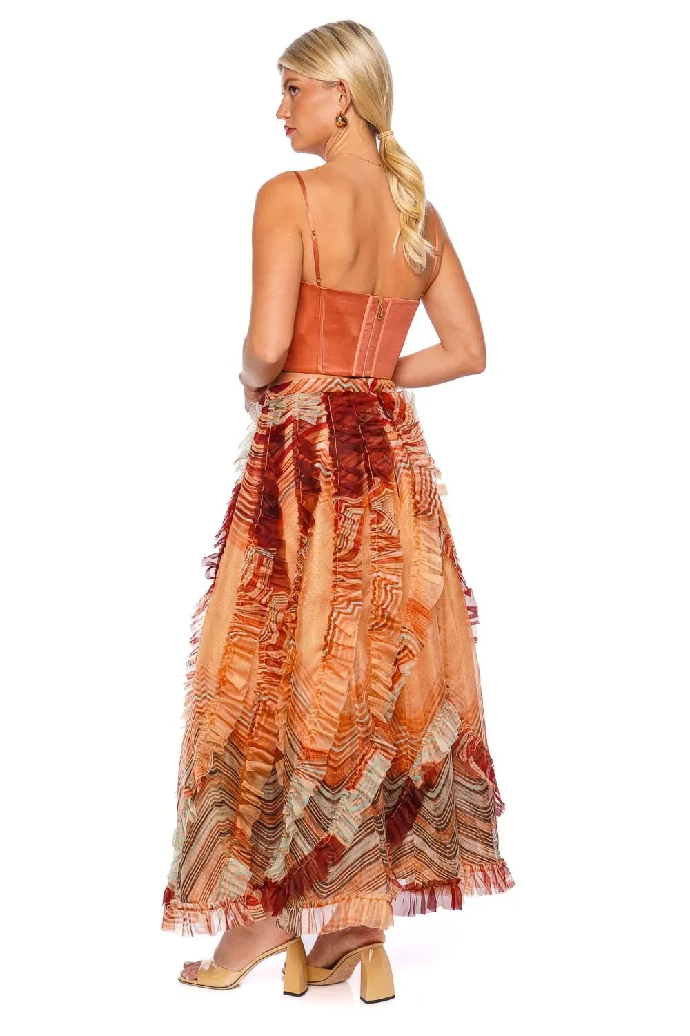 Dahlia Ruffled Silk Maxi Skirt