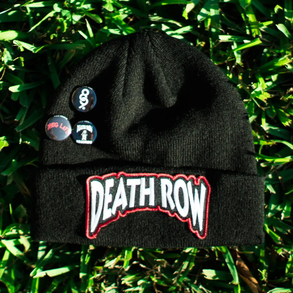 Death Row Custom Hip Hop Patch Beanie with Pins Black