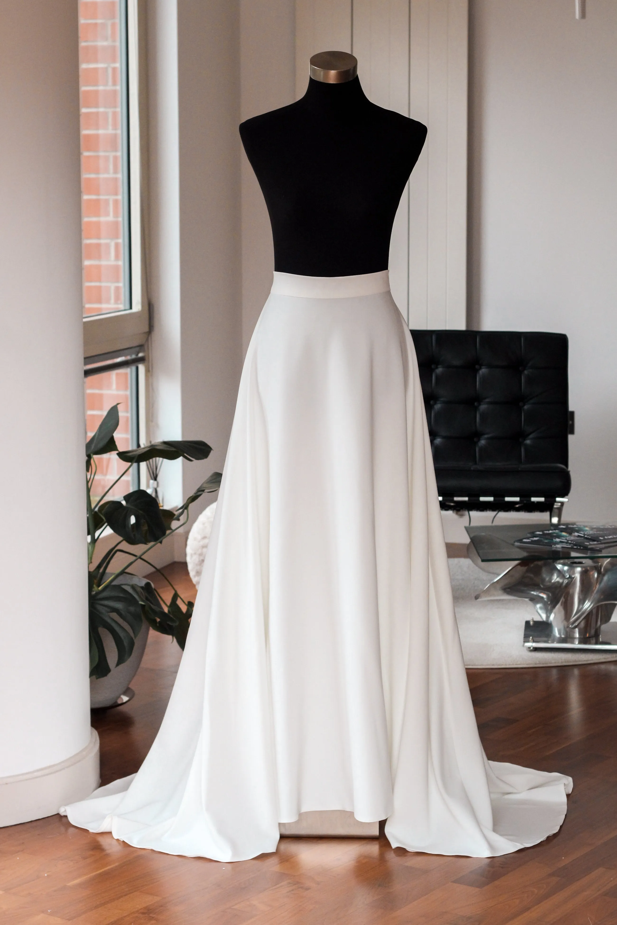 Detachable Crepe Bridal Overskirt