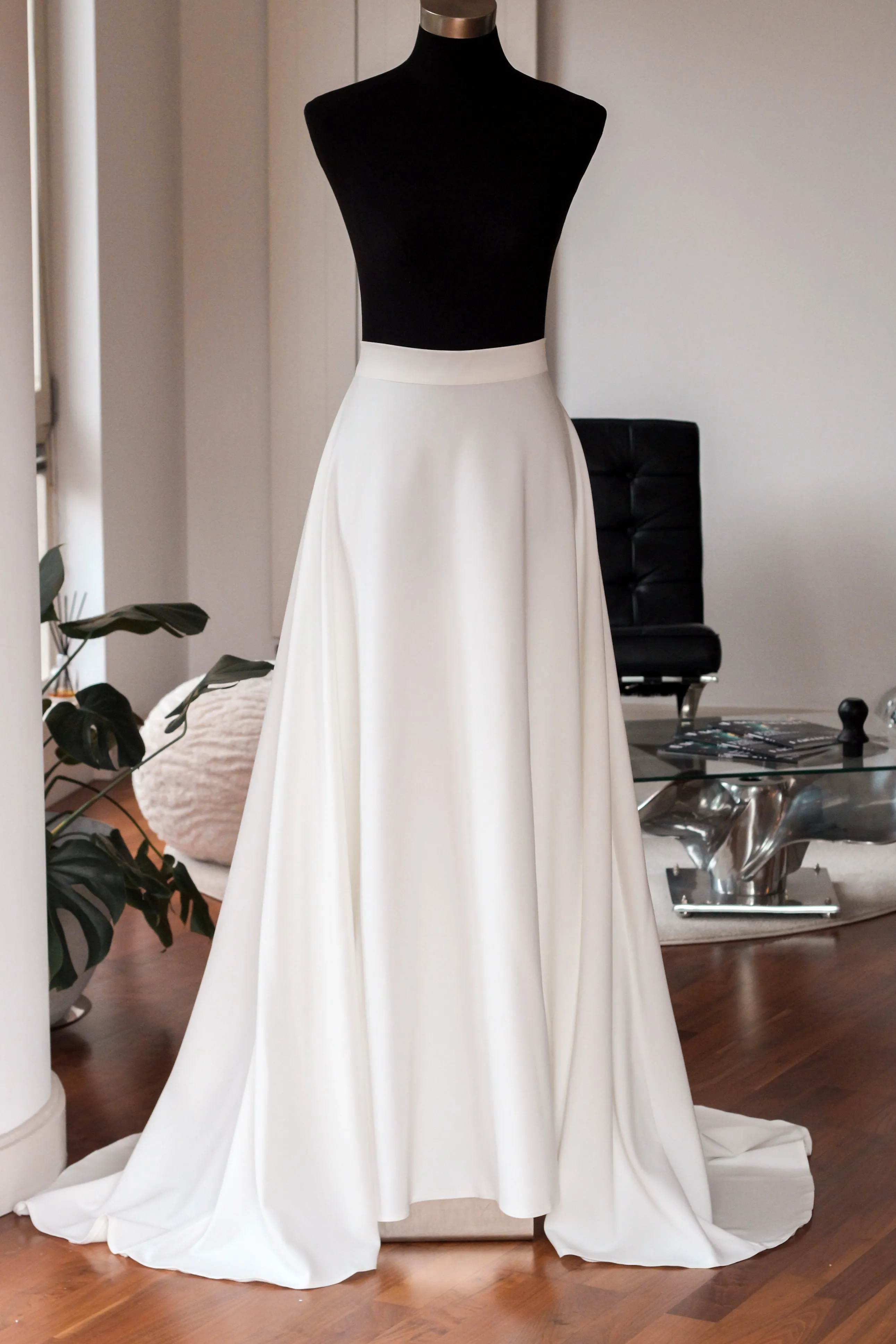 Detachable Crepe Bridal Overskirt