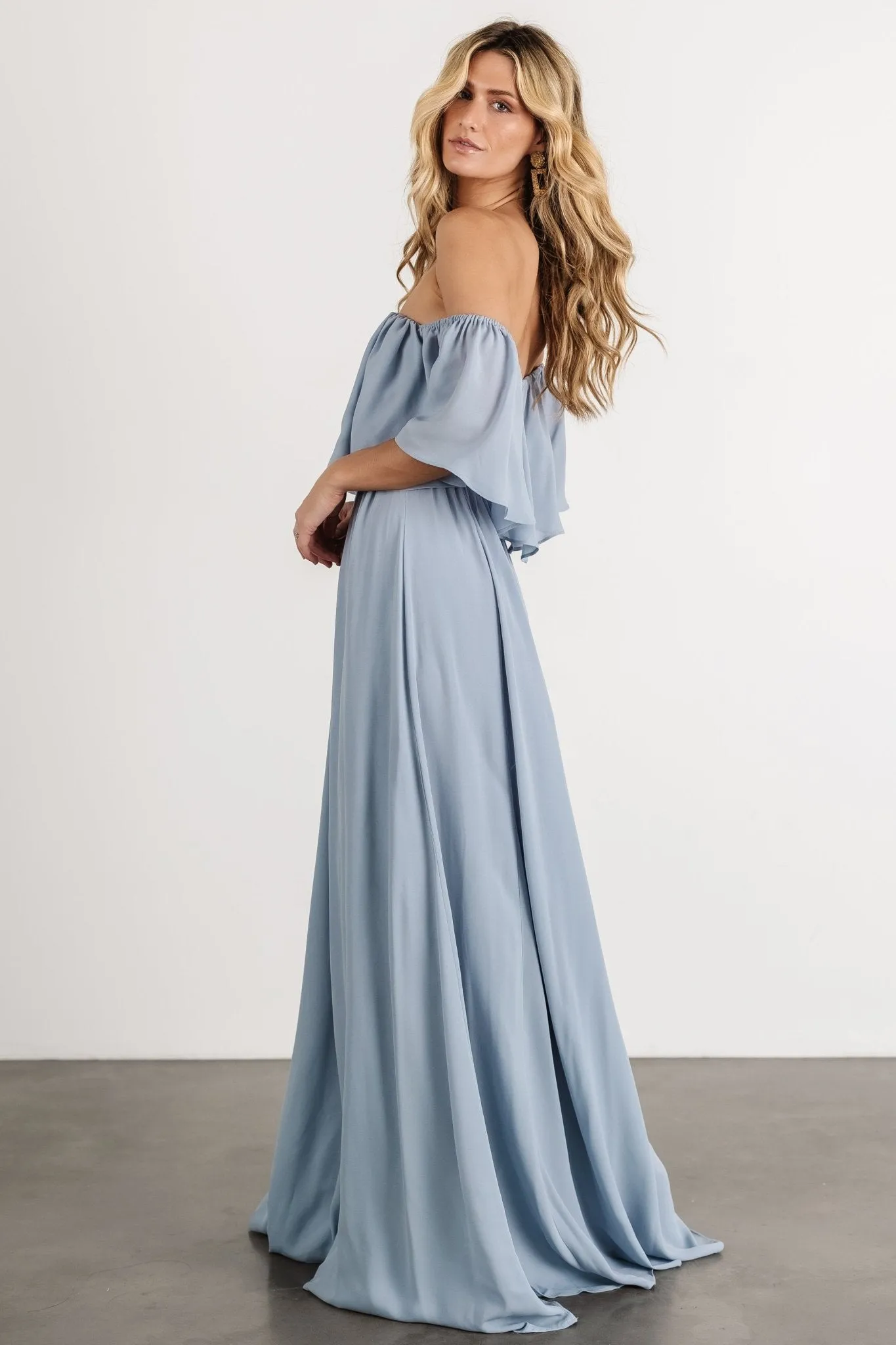 Diana Off Shoulder Maxi Dress | Light Blue