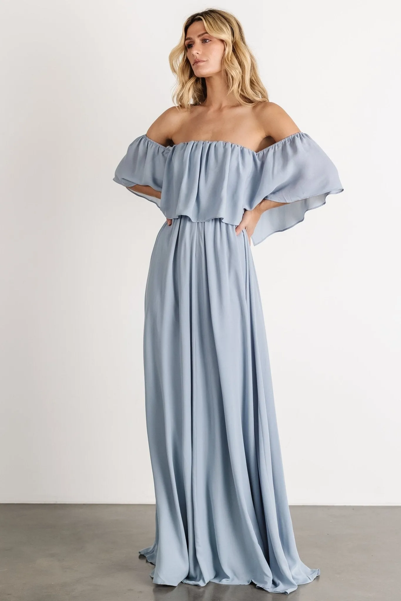 Diana Off Shoulder Maxi Dress | Light Blue