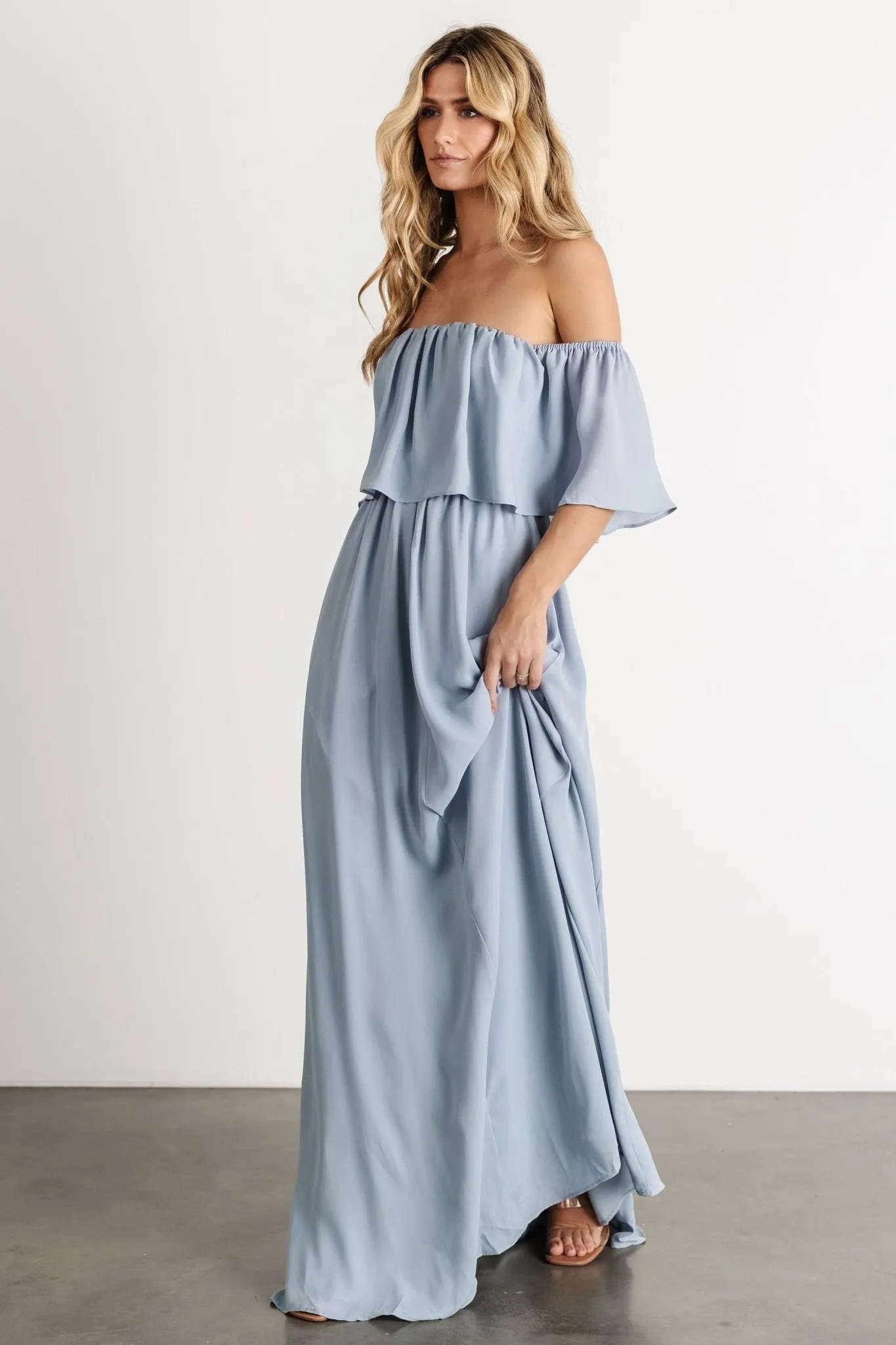 Diana Off Shoulder Maxi Dress | Light Blue