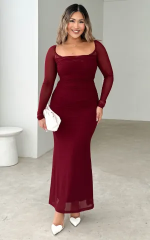 Dita Mesh Maxi Dress - Wine