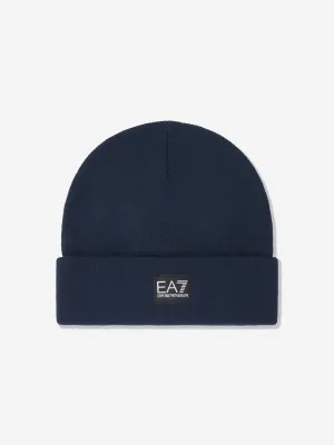 EA7 Emporio Armani Kids Logo Beanie Hat in Navy