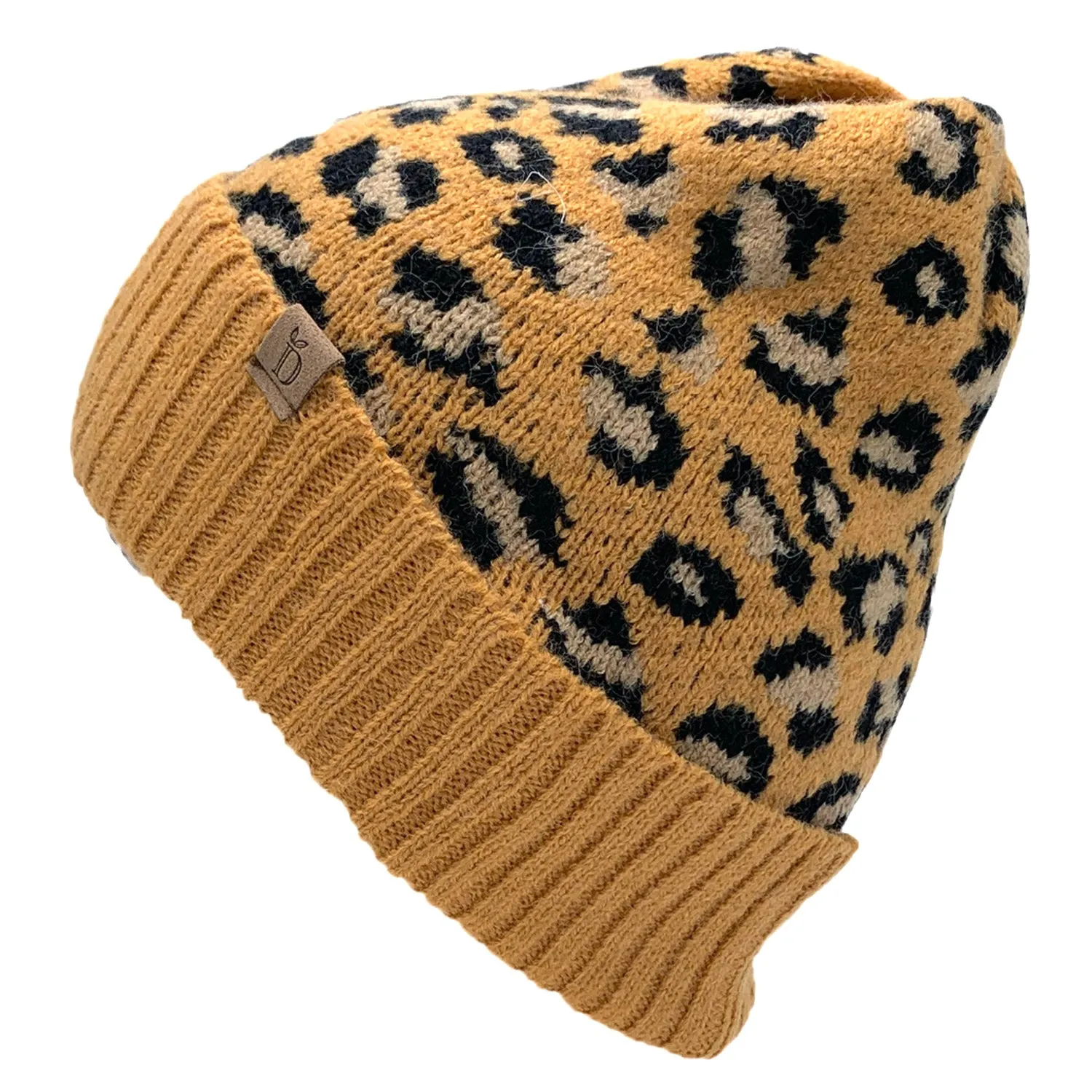 Empire Cove Winter Knit Ribbed Leopard Cuff Beanie