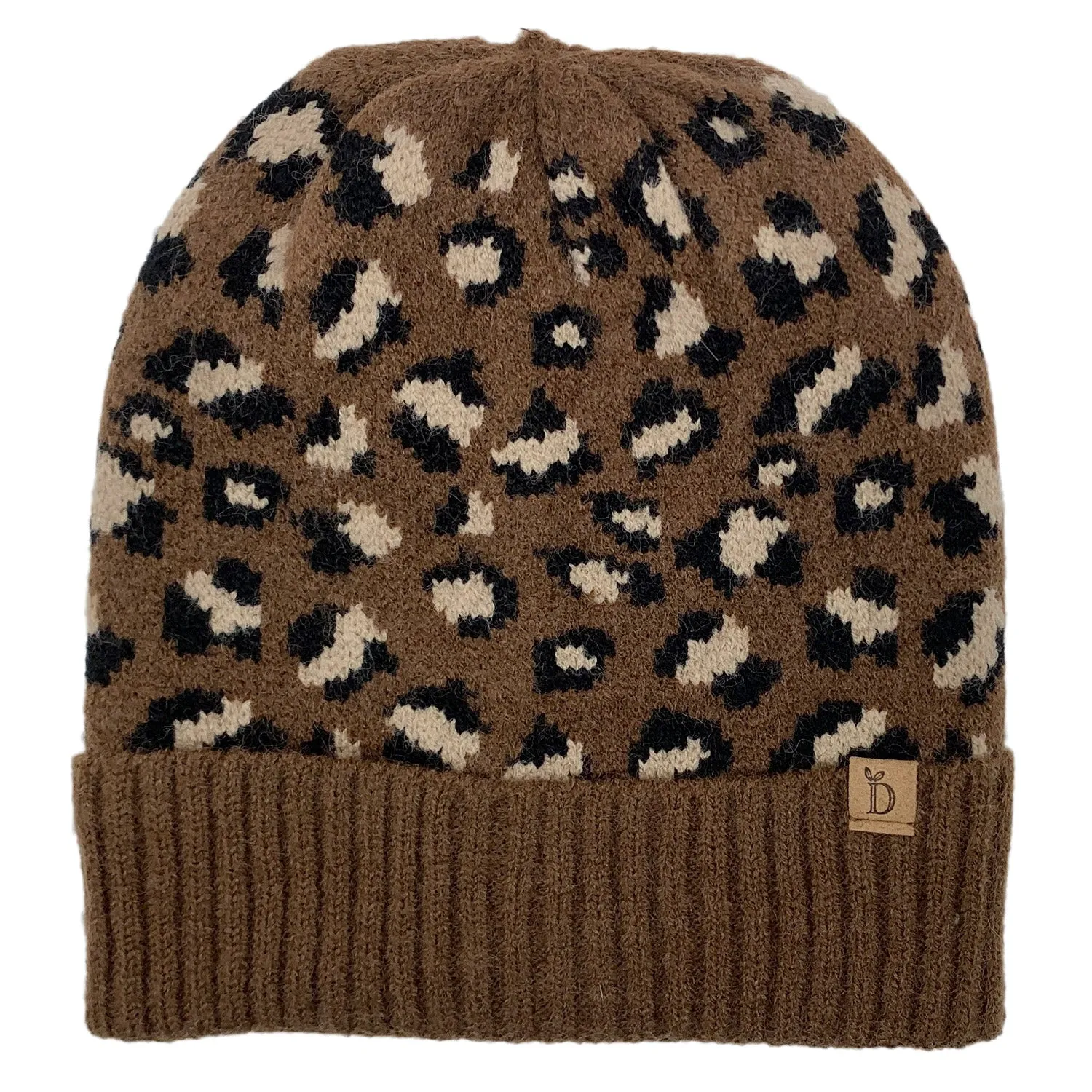 Empire Cove Winter Knit Ribbed Leopard Cuff Beanie