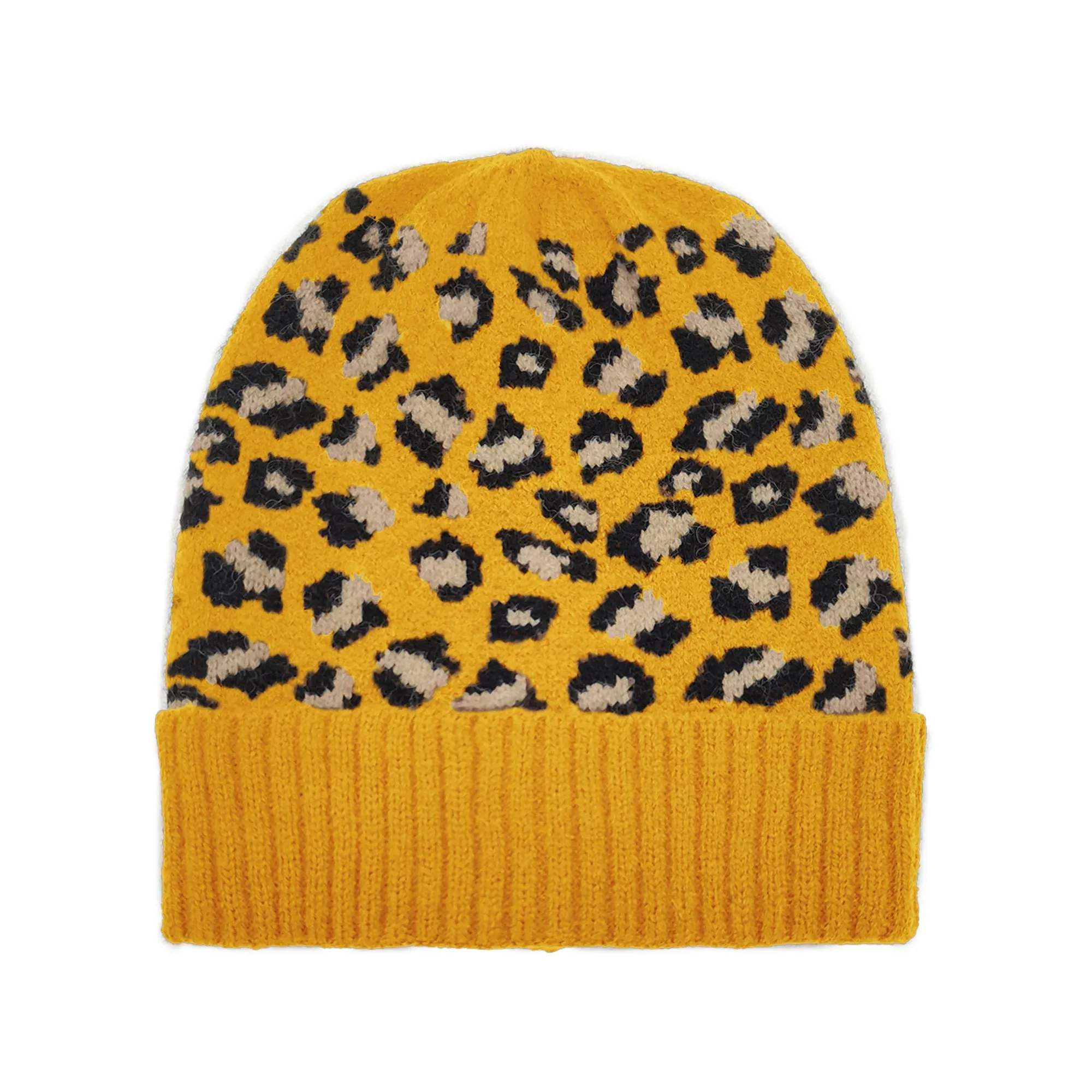 Empire Cove Winter Knit Ribbed Leopard Cuff Beanie