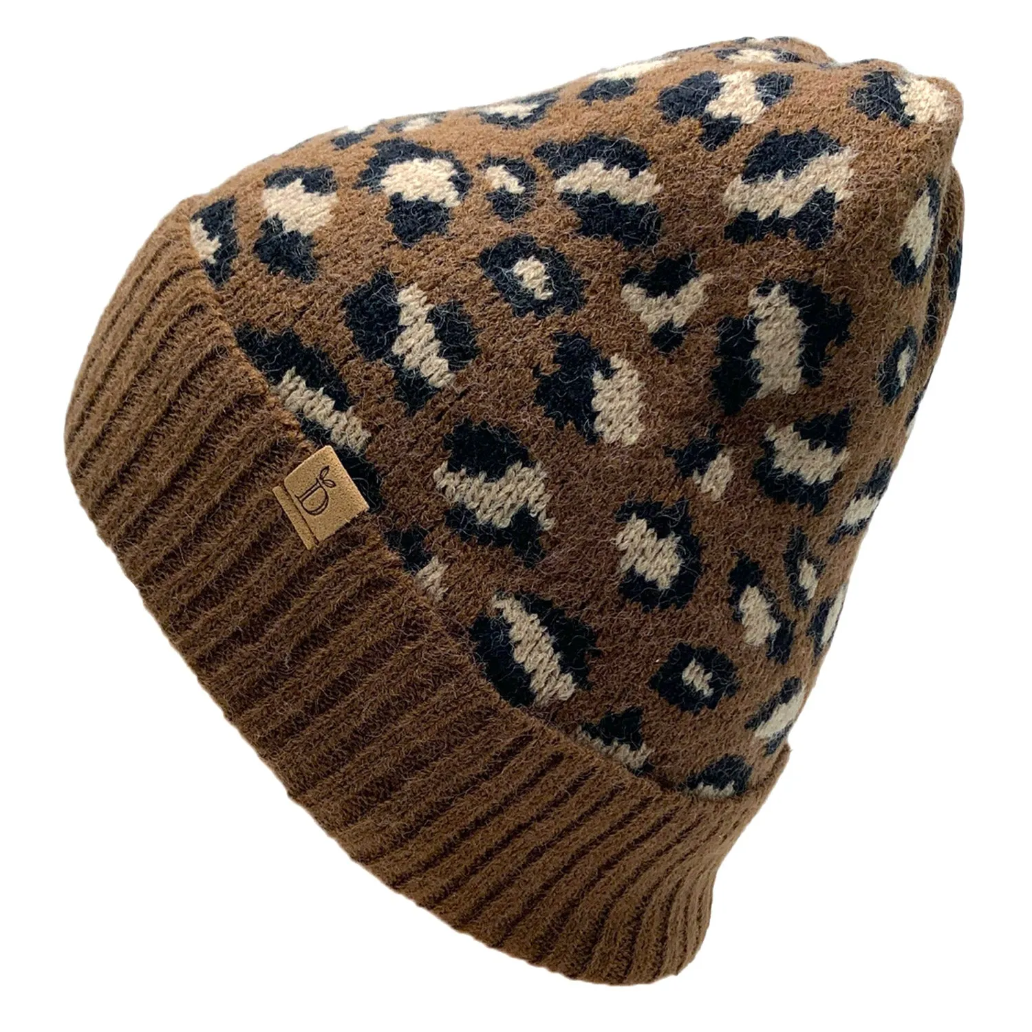 Empire Cove Winter Knit Ribbed Leopard Cuff Beanie