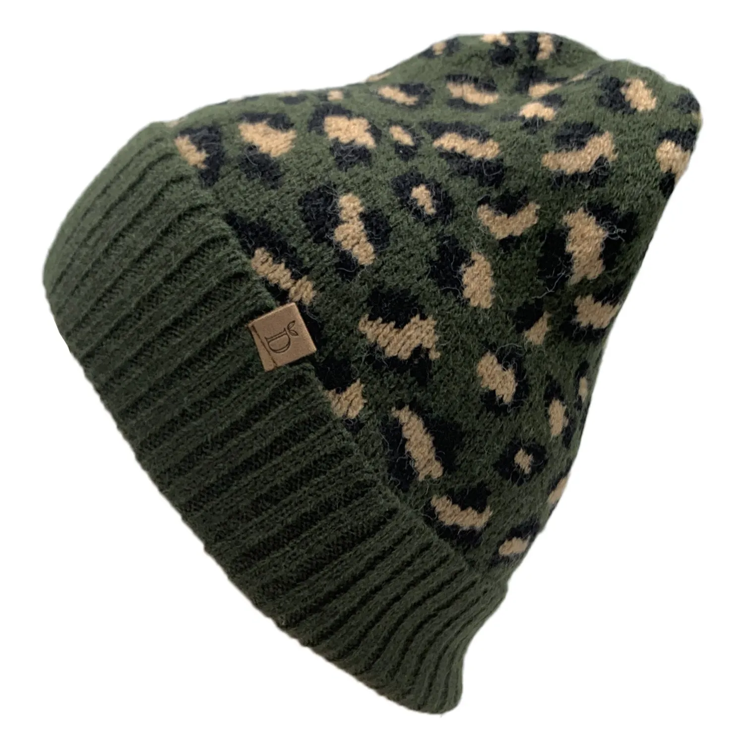 Empire Cove Winter Knit Ribbed Leopard Cuff Beanie