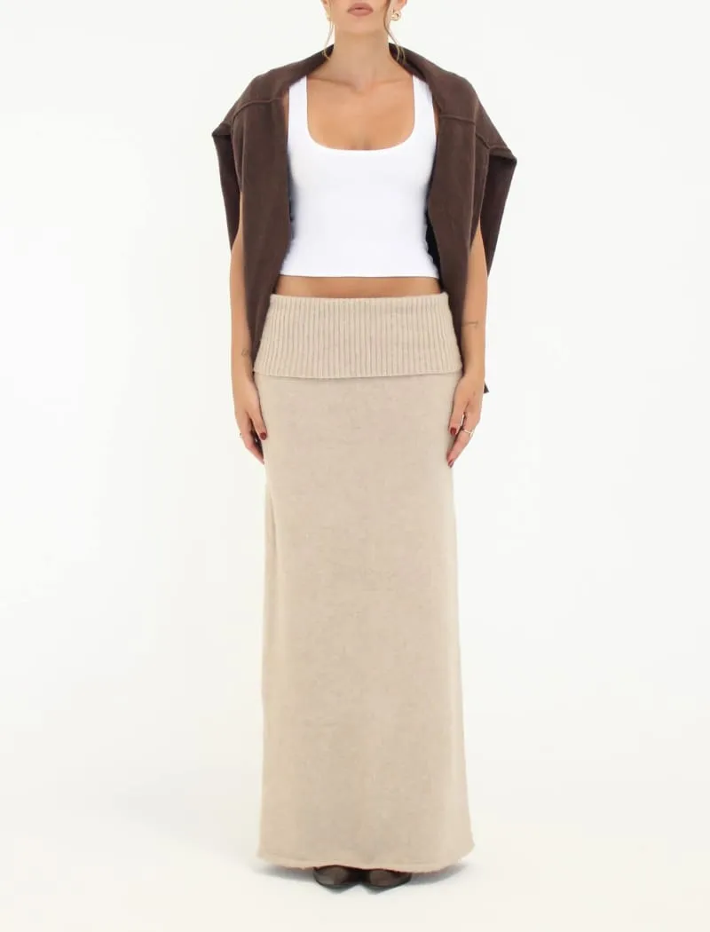 Fairfield Foldover Maxi Skirt | Latte