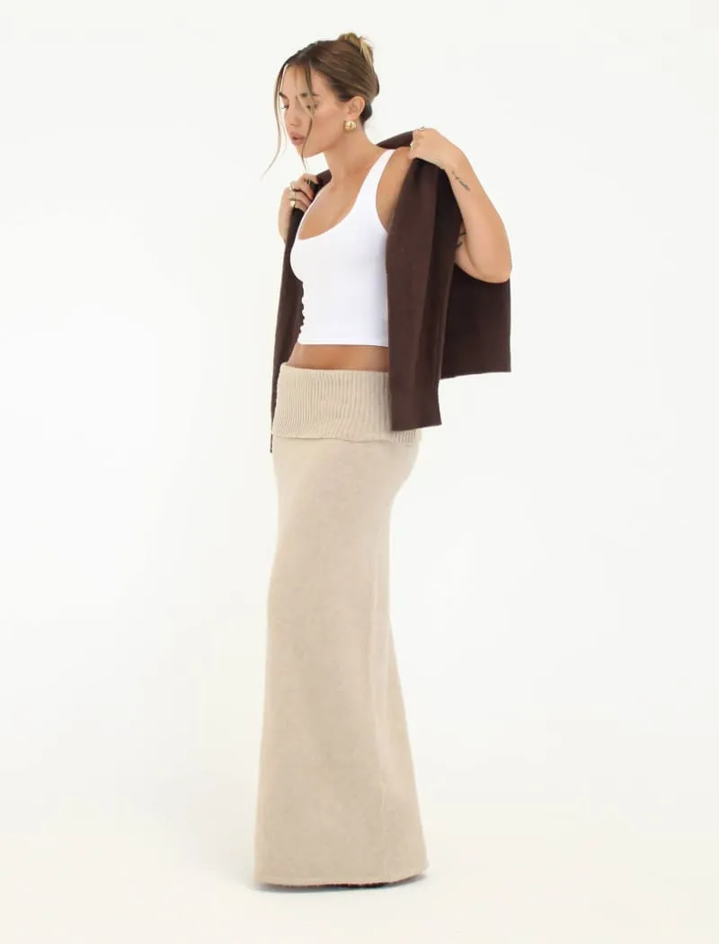 Fairfield Foldover Maxi Skirt | Latte