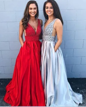 Fashion Prom Dress with Pockets, Prom Dresses, Evening Dress, Dance Dress, Graduation School Party Gown, PC0391