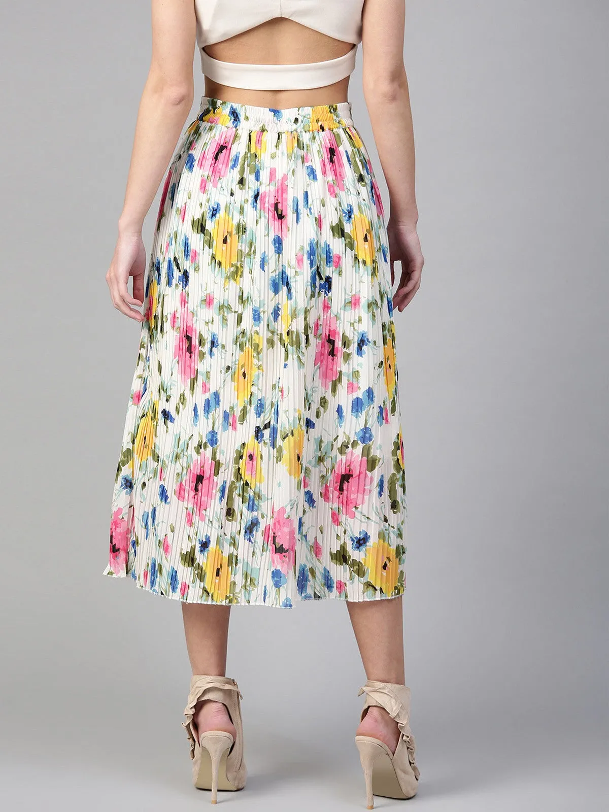 Floral Printed Pleated Skirt