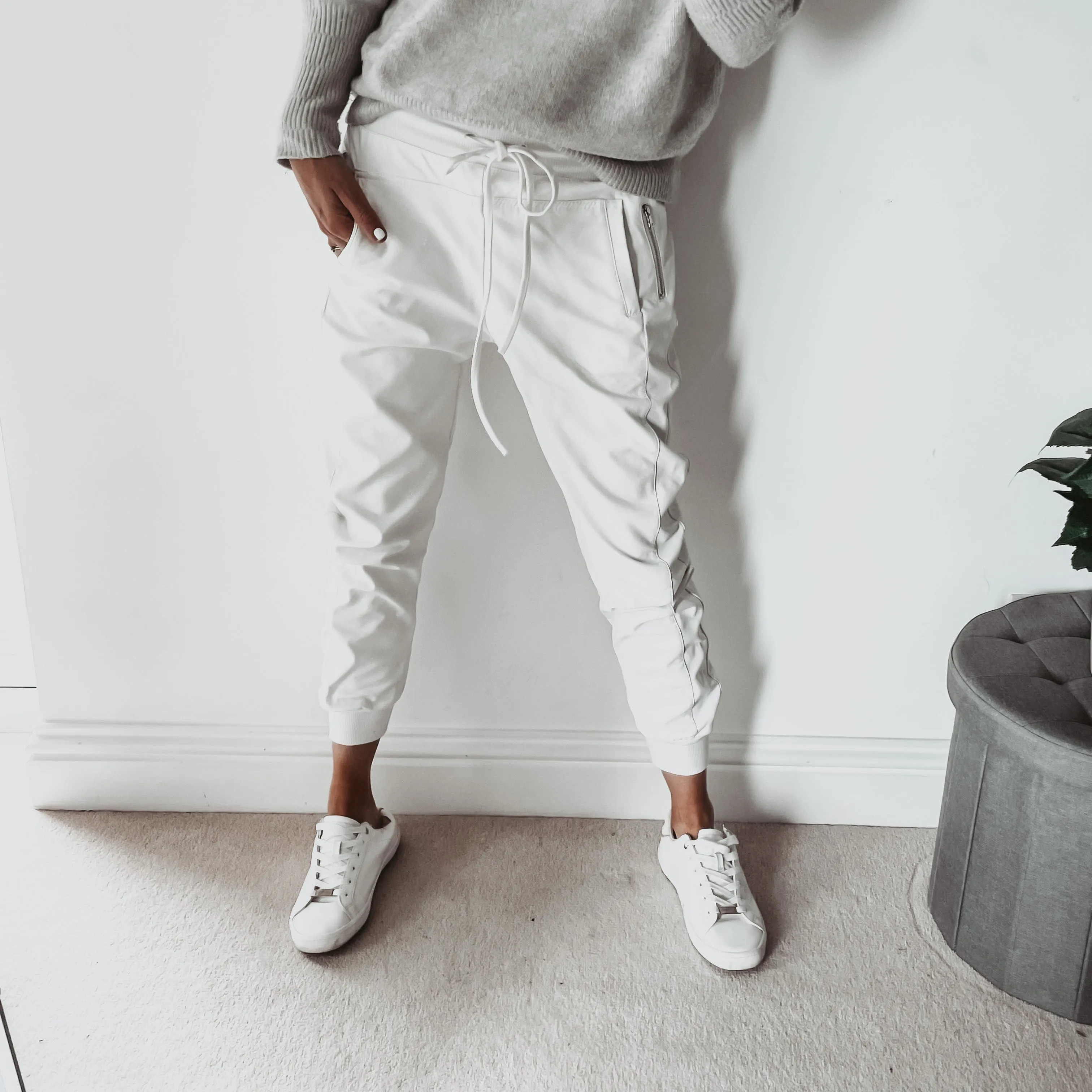 Full faux leather vintage white ULTIMATE joggers *NEW*