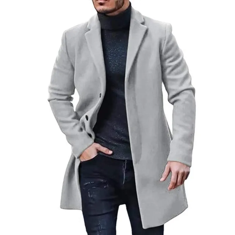 Funki Buys | Jackets | Men's Mid Thigh Lightweight Woolen Coat