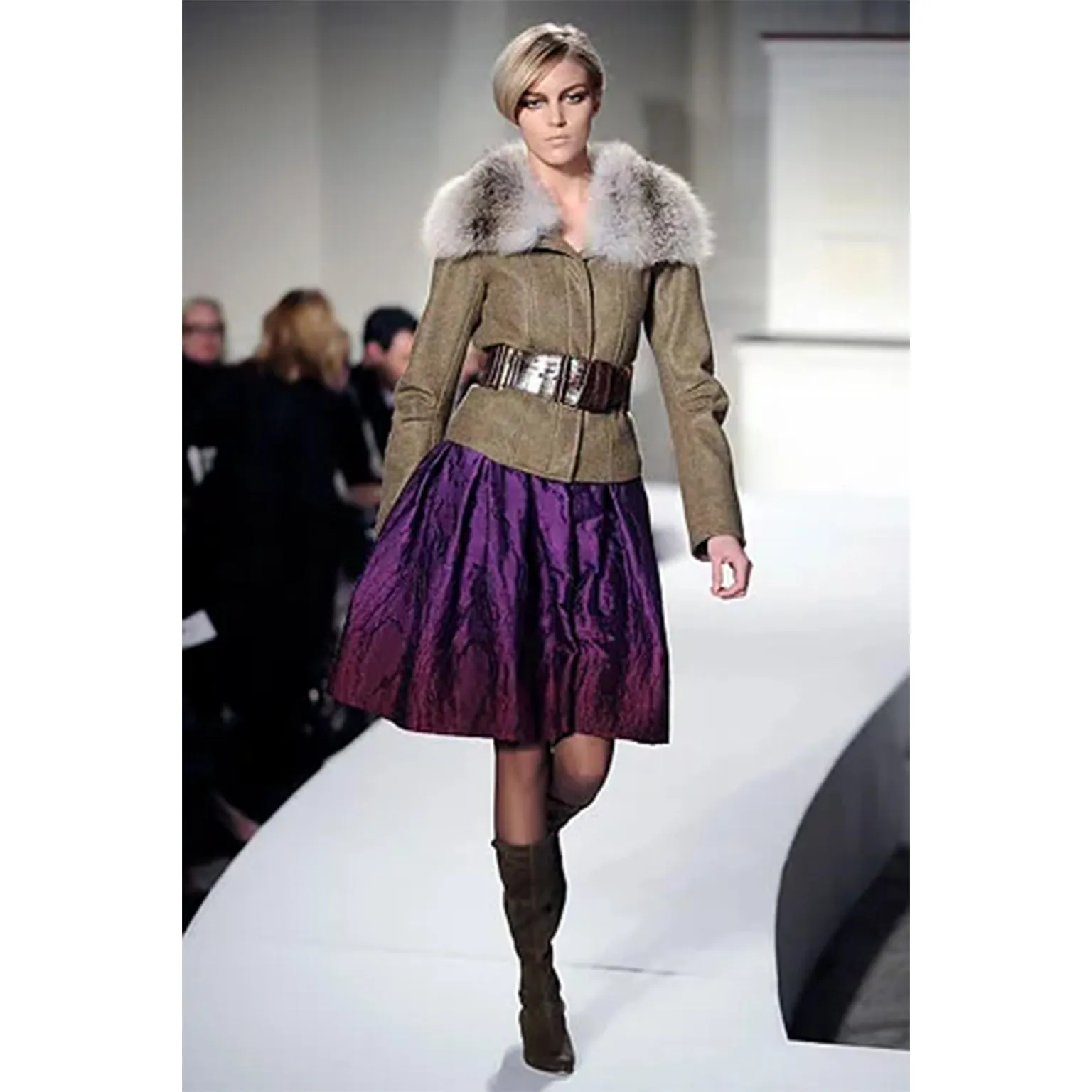 F/W 2008 Oscar de la Renta Textured Purple Gradient Skirt