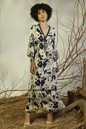 Garden Of Flower Printed Maxi Dress