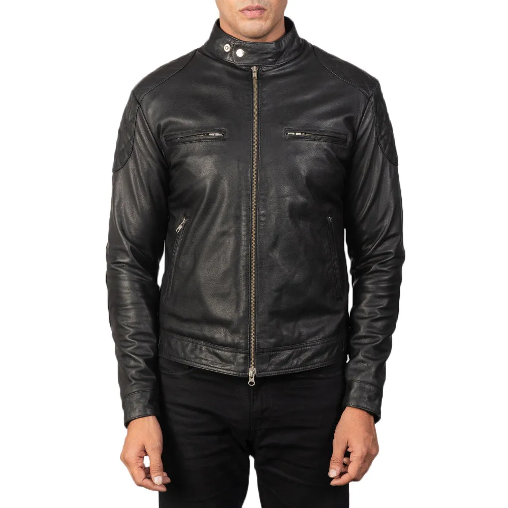 Gatsby Black Leather Biker Jacket